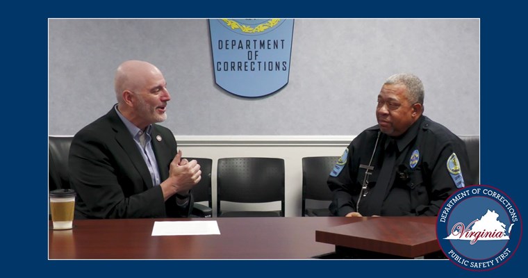 Director Dotson sitting in interview with Correctional Officer Barry Blowe